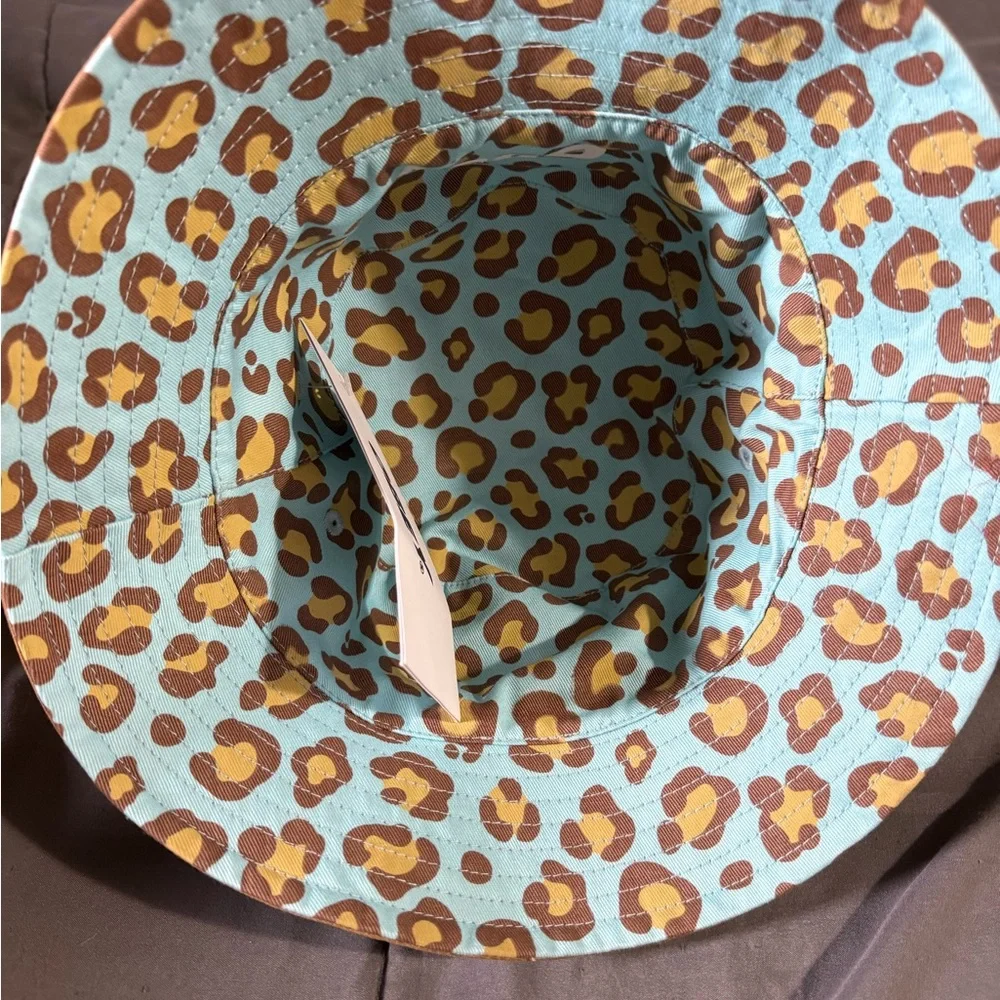 Obey Aqua and Tan Leopard Print Bucket Hat - Picture 10 of 11
